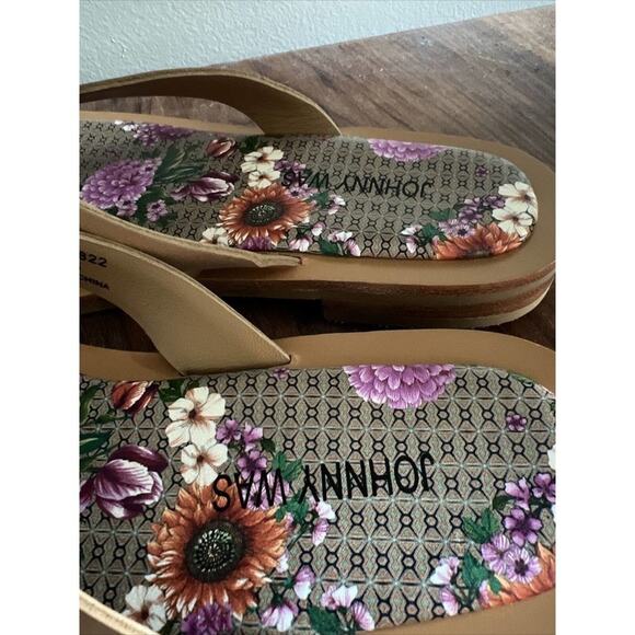Johnny Was Floral Print Flip Flops Tan Thong Sandal Casual Summer Shoes - Picture 5 of 9